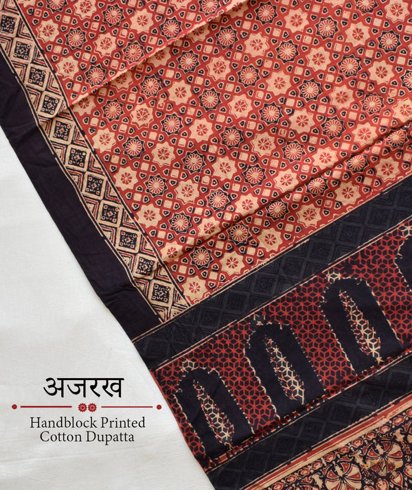 Ajrakh Handblock Printed Cotton Dupatta