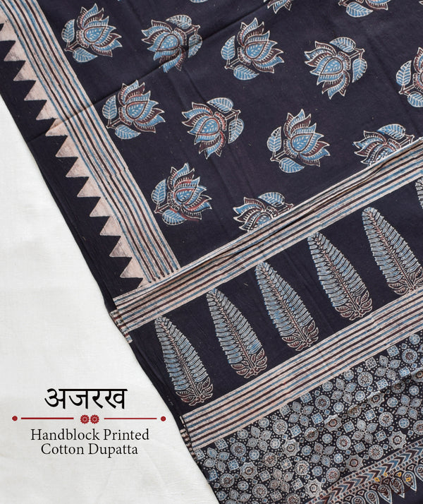 Ajrakh Handblock Printed Cotton Dupatta