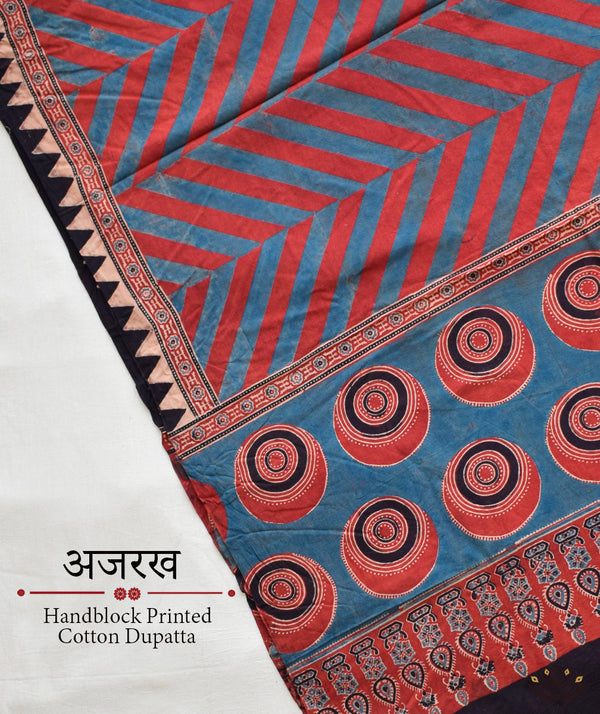 Ajrakh Handblock Printed Cotton Dupatta