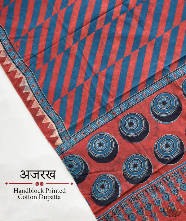 Ajrakh Handblock Printed Cotton Dupatta