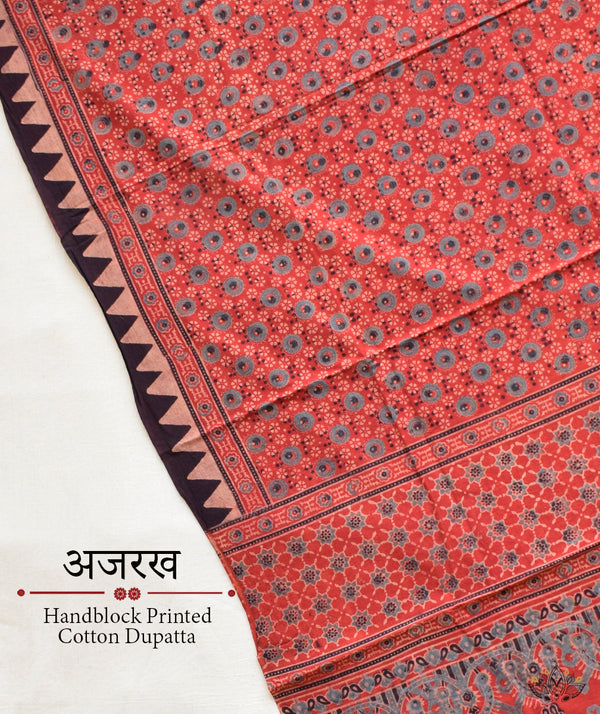Ajrakh Handblock Printed Cotton Dupatta