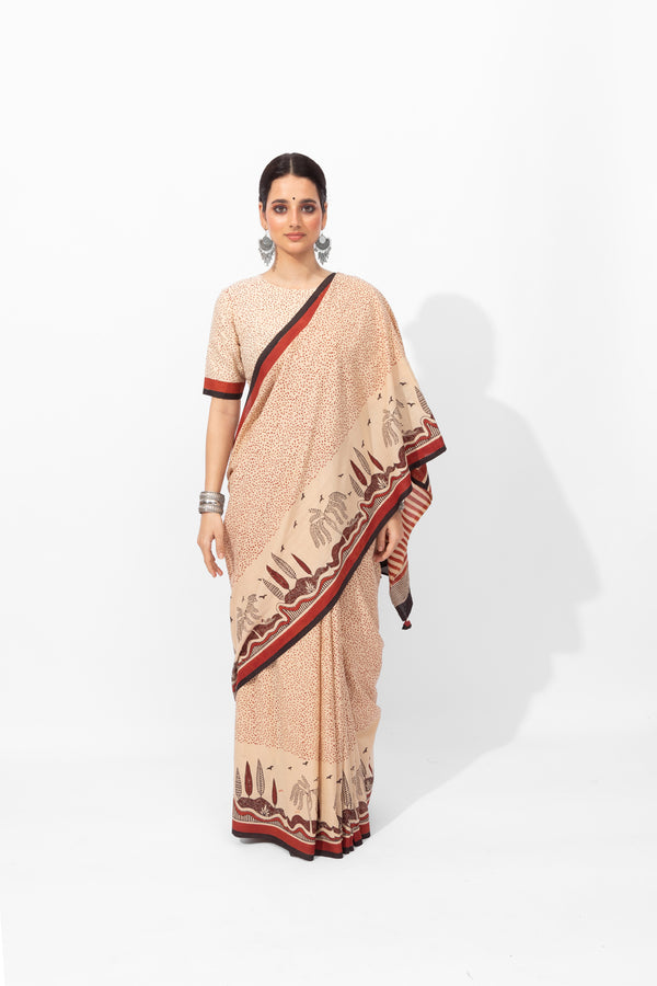 Exclusive Amounee Bagru Hand Block Printed Cotton Saree