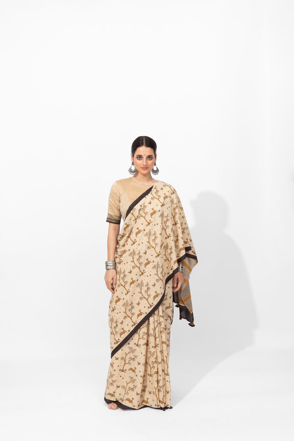 Exclusive Amounee Bagru Hand Block Printed Cotton Saree