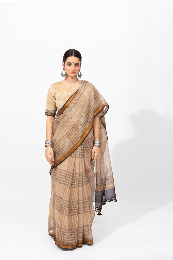 Exclusive Amounee Bagru Hand Block Printed Kota Saree