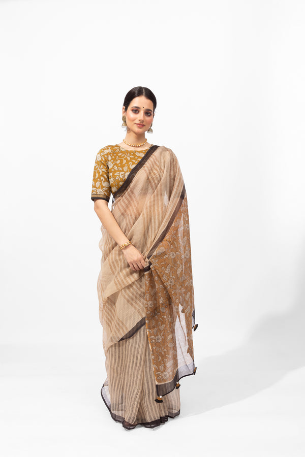 Exclusive Amounee Bagru Hand Block Printed Kota Saree