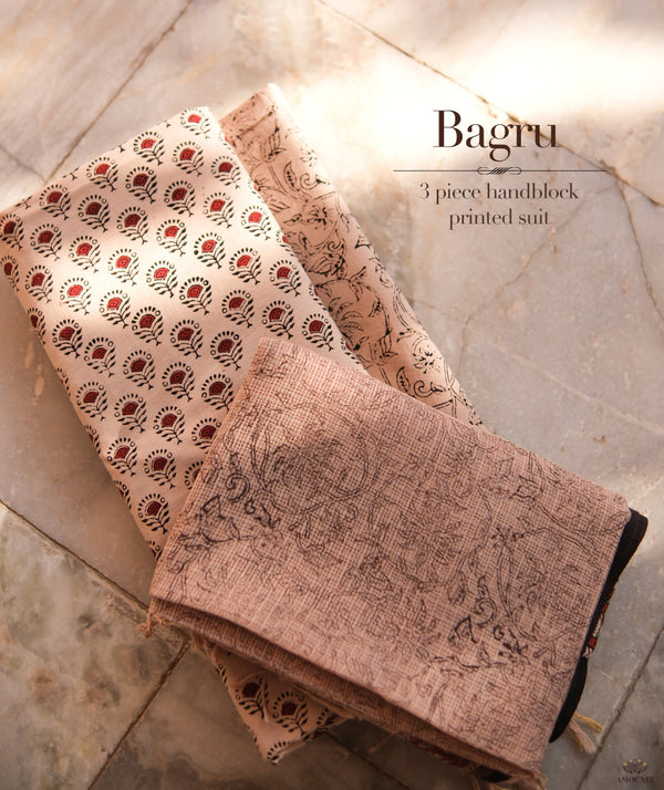 Handblock Printed Bagru cotton Suits with Kota Dupatta