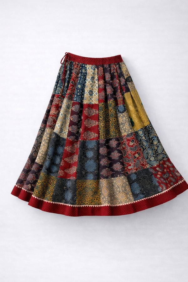 Ajrakh Patchwork Skirts – Sustainable Style for Navratri & Beyond