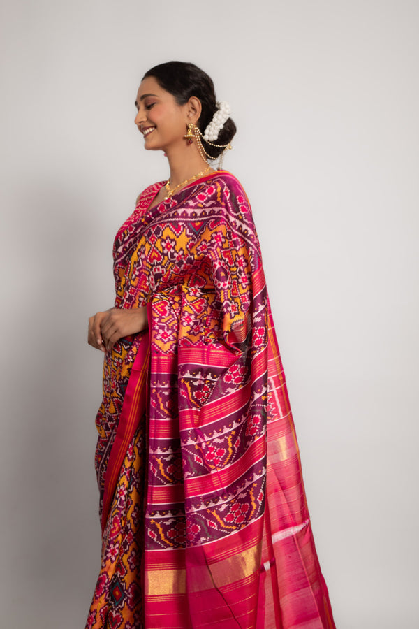 Silk Semi Double Ikat Patola Saree