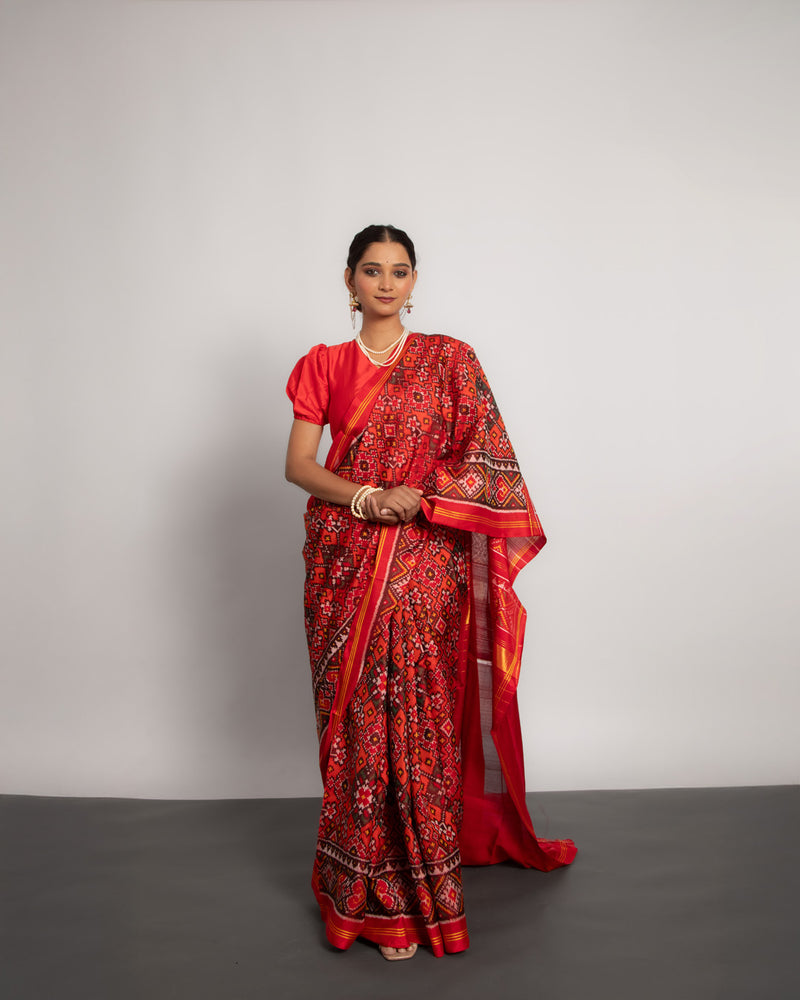 Silk Semi Double Ikat Patola Saree