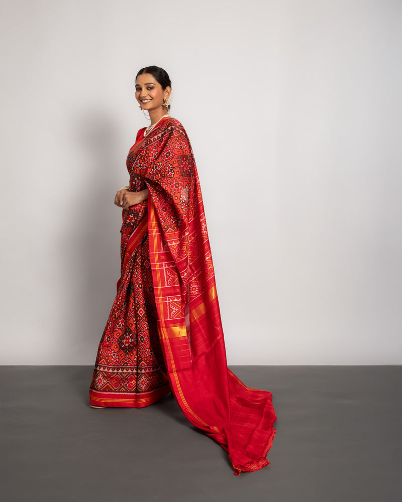 Silk Semi Double Ikat Patola Saree