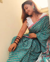 Sanganer Handblock Printed saree