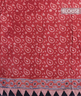 Ajrakh cotton Silk hand block printed saree