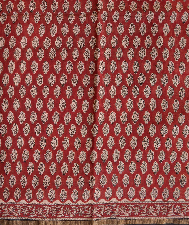 Bagru Handblock Printed Chanderi silk saree