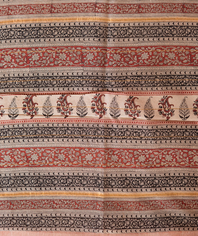 Bagru Handblock Printed Chanderi silk saree