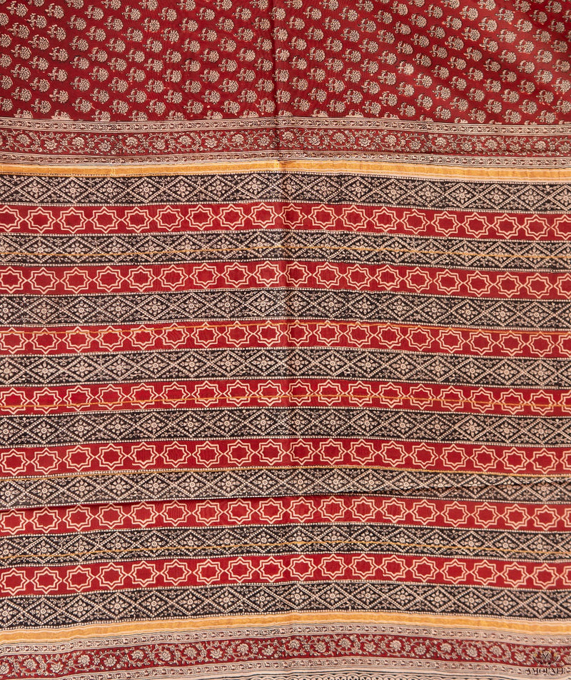 Chanderi Bagru Handblock Printed Saree