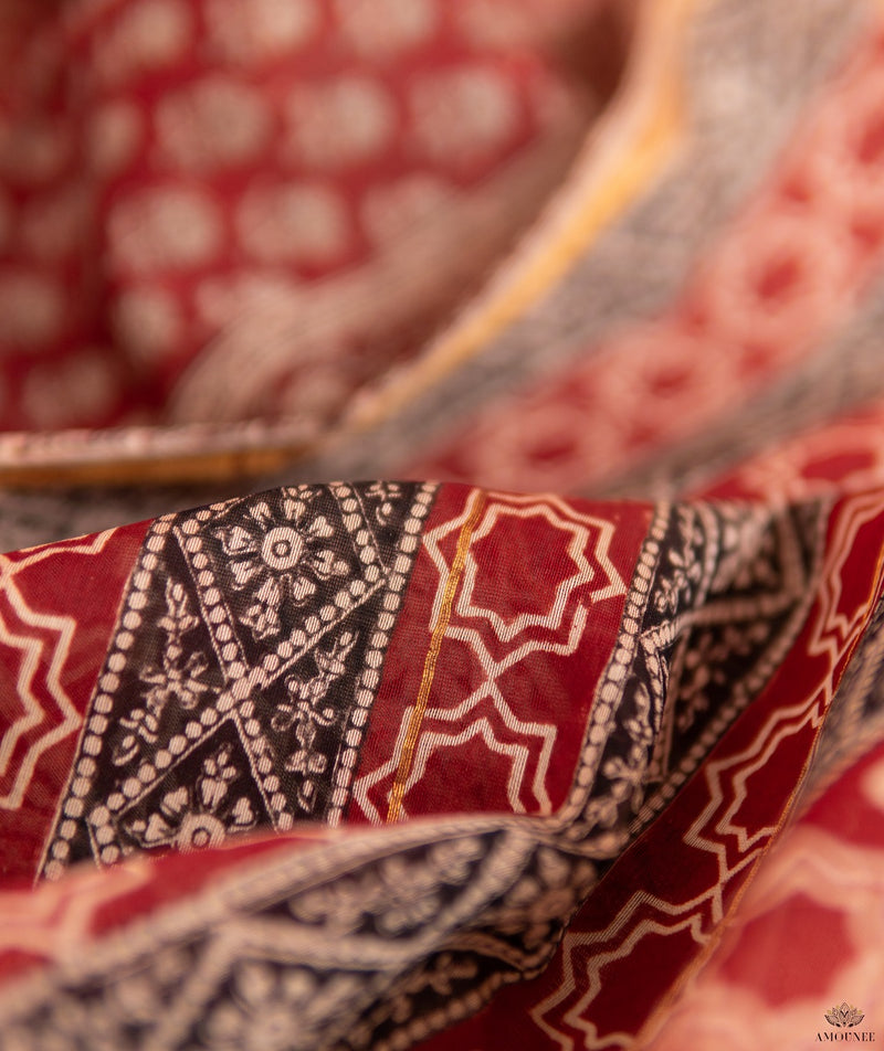 Chanderi Bagru Handblock Printed Saree