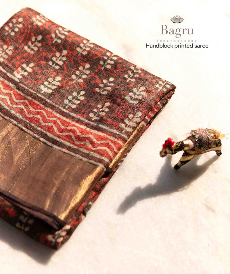 Bagru tussar silk saree