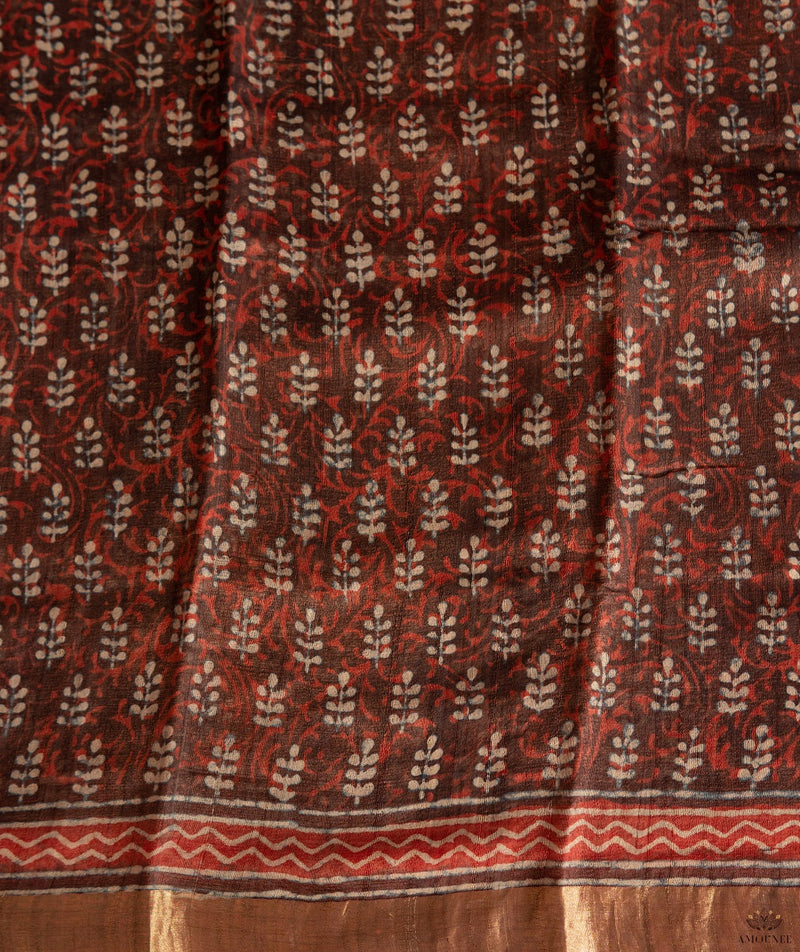 Bagru tussar silk saree