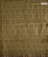 Ajrakh Chanderi silk cotton hand block printed saree