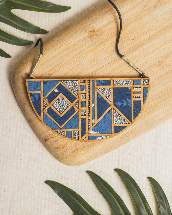 Printed Fabric and MDF Maze Necklace