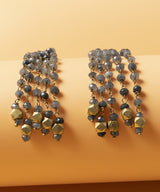 Grey Genuine Semiprecious Gemstone and Dokra Brass Earring