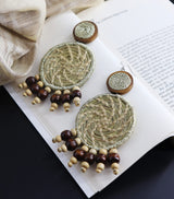 Natural Sabai Grass and Wooden Bead Earring