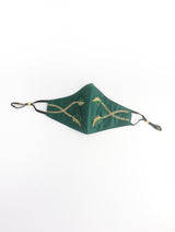 Green festive hand-embroidered mask