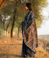 Ajrakh Cotton Handblock Printed Saree