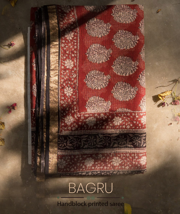 Bagru Kota cotton piping saree