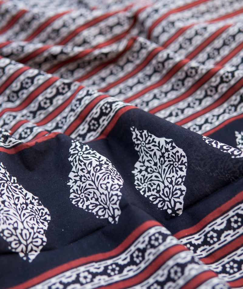 Cotton Bagru Handblock Printed Saree