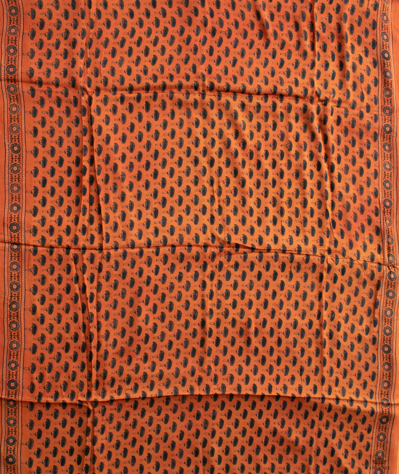 Ajrakh modal silk hand block printed saree