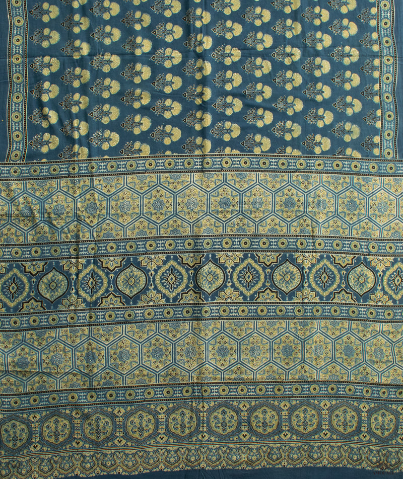 Ajrakh Cotton Handblock Printed Saree