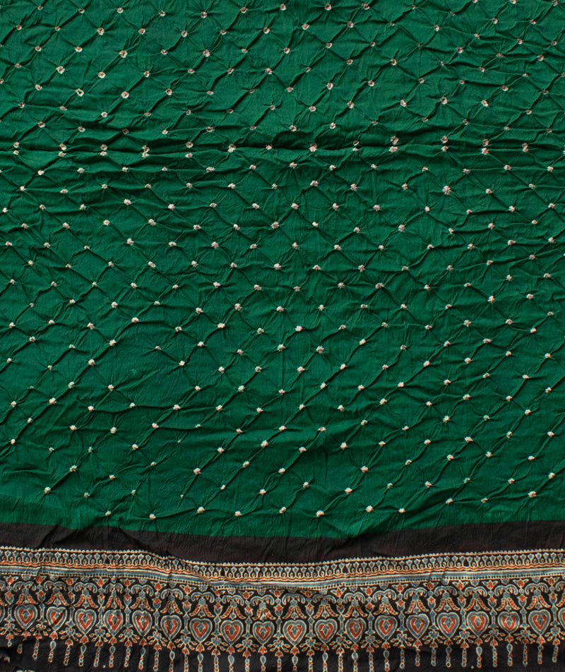 AJRAKH COTTON SILK BANDHANI HAND BLOCK PRINTED SAREE