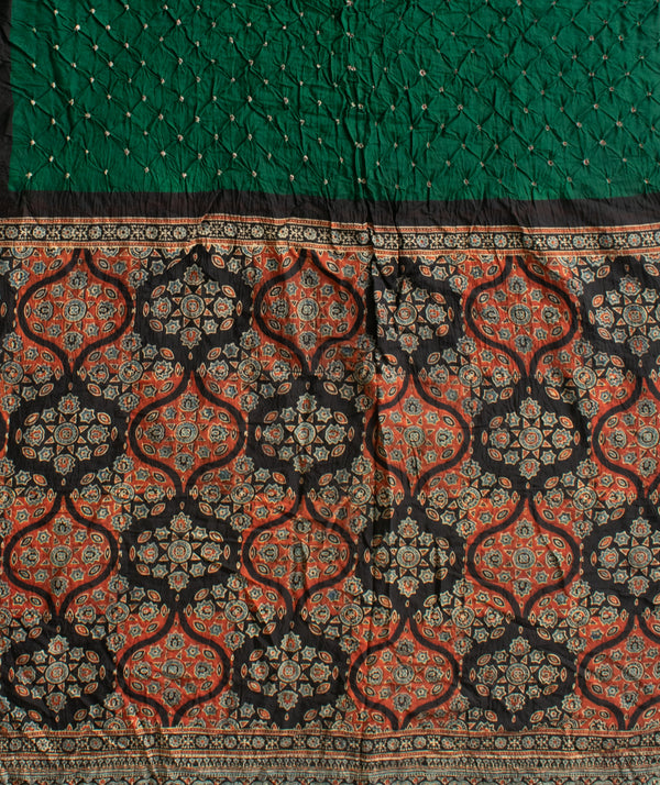 AJRAKH COTTON SILK BANDHANI HAND BLOCK PRINTED SAREE