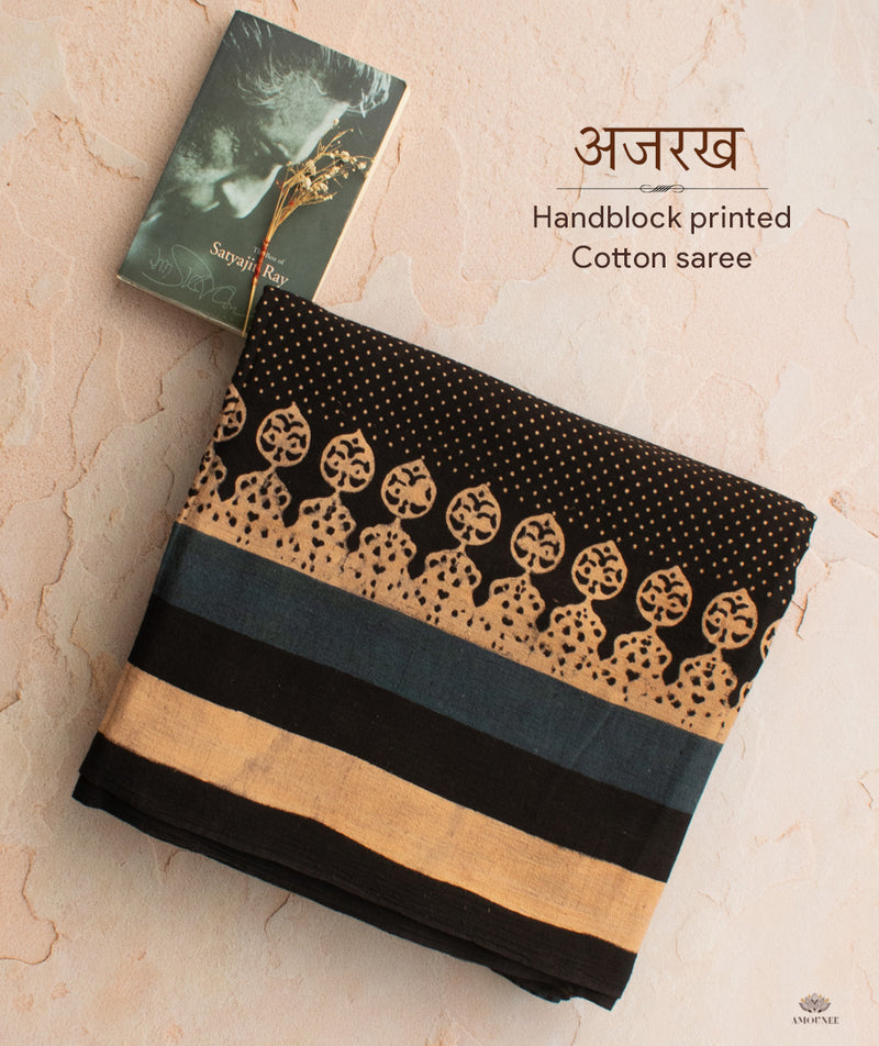 AJRAKH KALA COTTON HAND BLOCK PRINTED SAREE