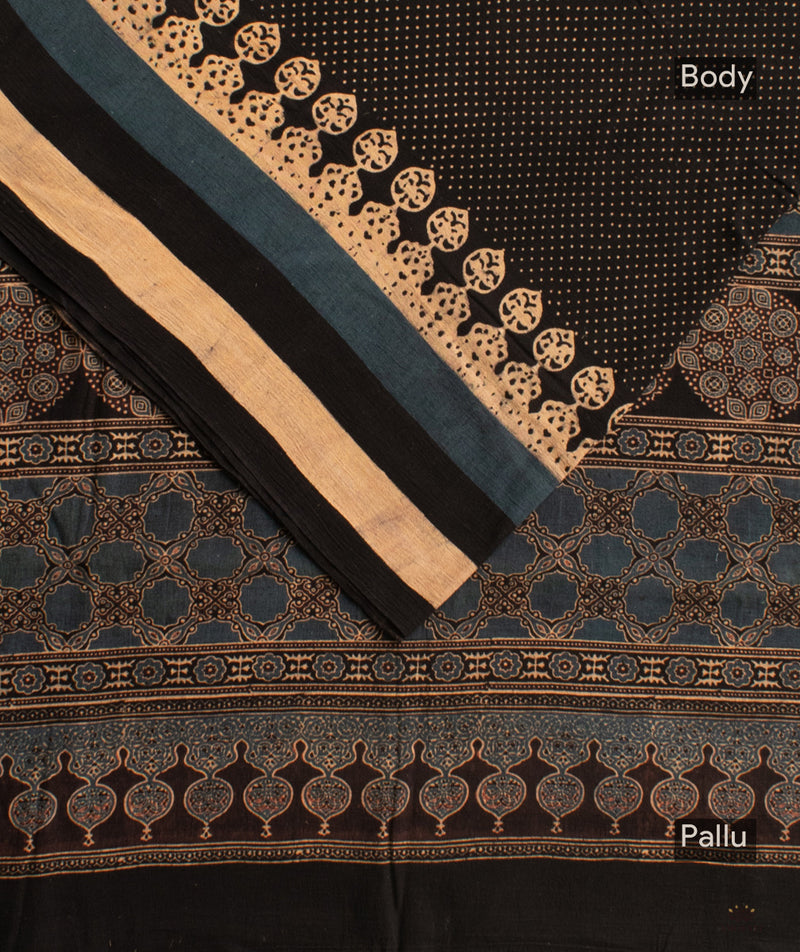 AJRAKH KALA COTTON HAND BLOCK PRINTED SAREE