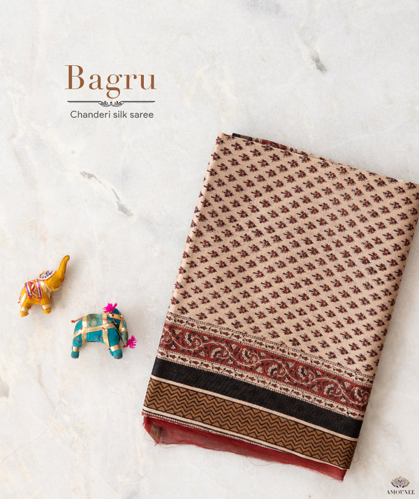 Chanderi Bagru Handblock Printed Saree