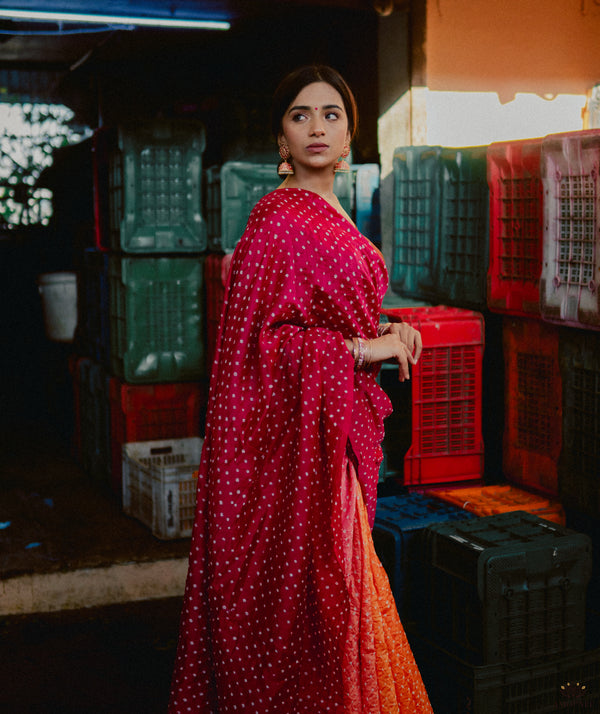 Bandhani  Chanderi Silk Saree