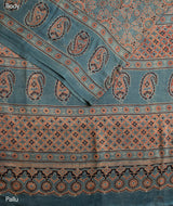 AJRAKH GAJJI SILK HAND BLOCK PRINTED SAREE