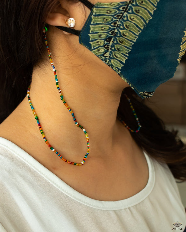 Hand Beads Mask Chain and Reversible Reusable Mask