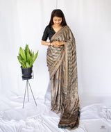 AJRAKH MODAL SILK HAND BLOCK PRINTED SAREE