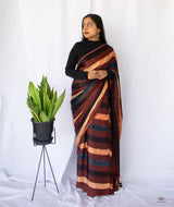 AJRAKH MODAL SILK HAND BLOCK PRINTED SAREE