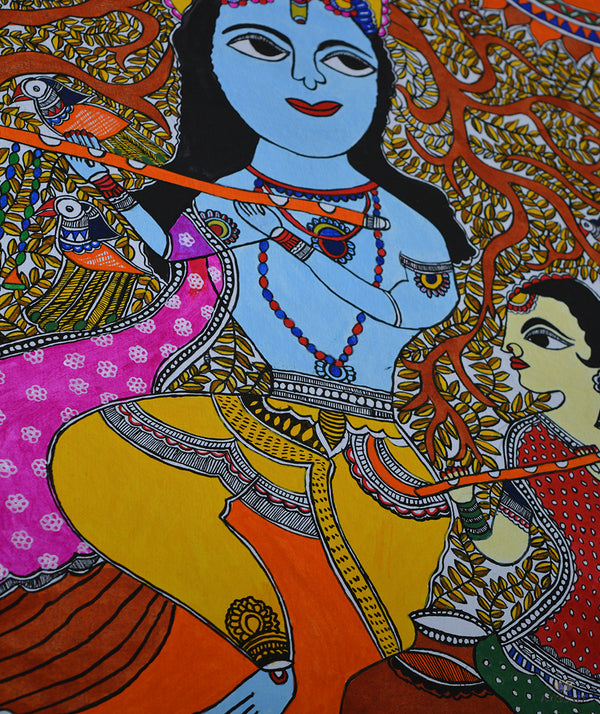 Madhubani Hand Painting: Radha Krishna
