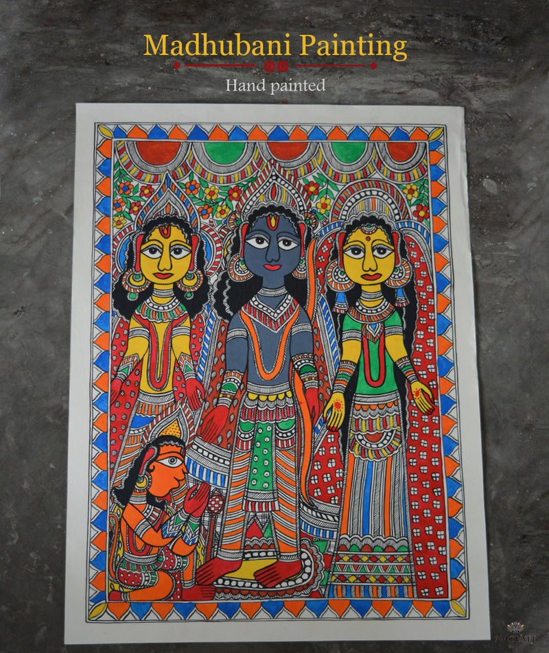 Madhubani Hand Painting: Ram Darbar