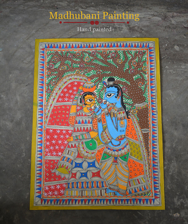Madhubani Hand Painting: Radha Krishna