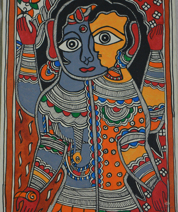 Madhubani Hand Painting: Shiv Parvati