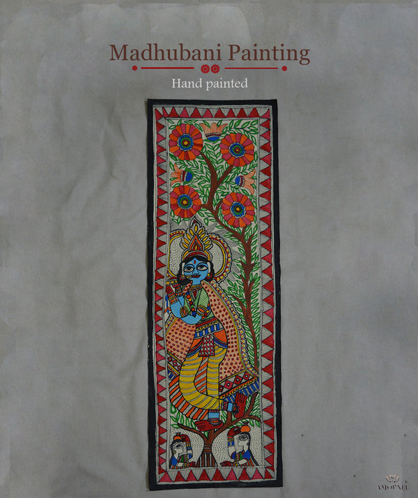 Madhubani Hand Painting: Dancing Krishna