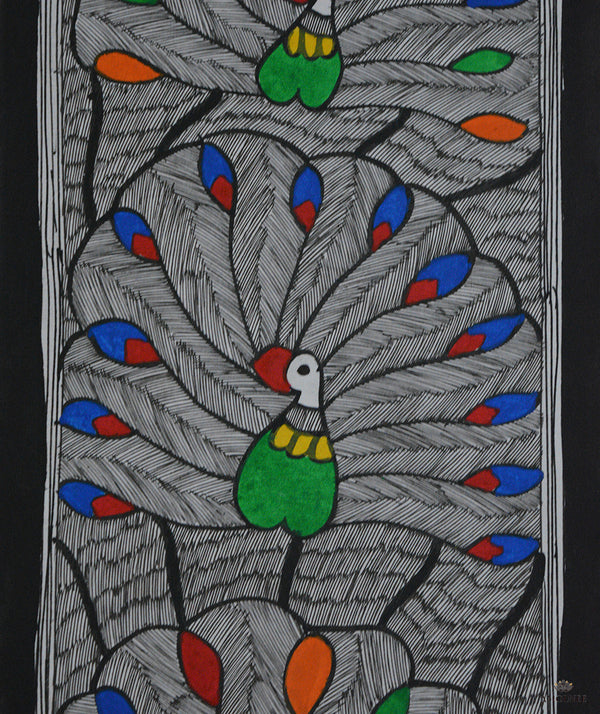 Madhubani Hand Painting: Dancing Peacocks
