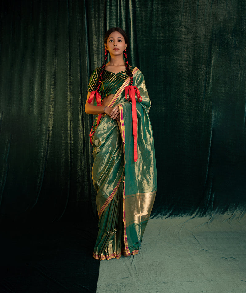 HANDWOVEN TISSUE ZARI SILK SAREE