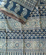 Ajrakh modal silk hand block printed saree